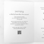 モダンな黒と白のQRコード クラシカルな結婚式 三つ折り招待状 (内部最初)
