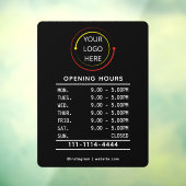 モダンな黒と白のQR営業時間ロゴ ウィンドウサイン (シート3)