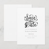 モダンな黒と白のSave the Date 案内ポストカード (正面/裏面)