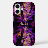 モダンな黒と紫のフラクタル、パーソナライズデザイン Case-Mate iPhoneケース (裏面)