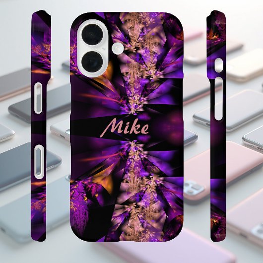 モダンな黒と紫のフラクタル、パーソナライズデザイン Case-Mate iPhoneケース
