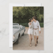 モダンな黒と象牙色のレトロなシンプルな結婚式の写真 セーブザデート (裏面)
