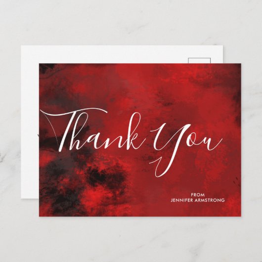 モダンな黒と赤のアーティスティック抽象的な感謝 ポストカード (正面/裏面)