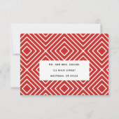 モダンな黒と赤のバル・ミツヴァ・ポストカード　出欠確認 招待状 (裏面)