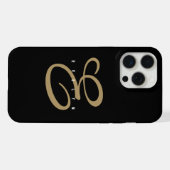 モダンな黒と金のモノグラム iPhoneケース (裏面横)