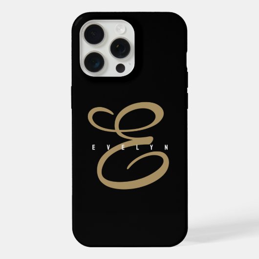 モダンな黒と金のモノグラム iPhoneケース (裏面)