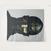 モダンな黒と金の抽象的な肖像画アート タペストリー (正面(横))