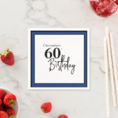 モダンな黒と青の60歳の誕生日記念ナプキン スタンダードカクテルナプキン (インサイチュ)