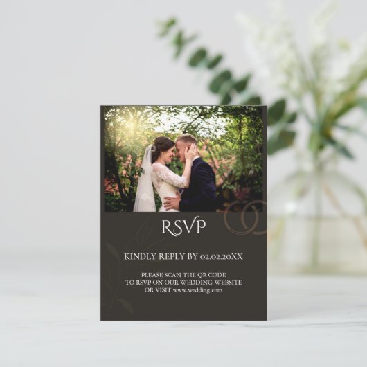 モダンな黒のオーダーメイド結婚式 出欠カード (スタンド正面)