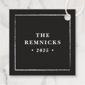 モダンな黒のクリスマスリボン ギフトタグ フェイバータグ (裏面)