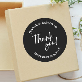 モダンな黒のサンキュー Wedding Favor ステッカー