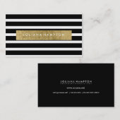 モダンな黒のストライプの金ゴールドホイルの豪華な名刺 名刺 (正面/裏面)