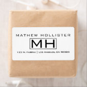 モダンな黒のテキストが白地に映えるプロフェッショナルなモノグラム ラベル (インサイチュ)