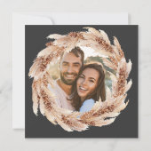 モダンな黒のテラコッタパンパス草の結婚式の写真 招待状 (裏面)