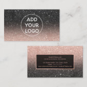モダンな黒のバラの金ゴールドのグリッターのシックでグラデーションなロゴ 名刺 (正面/裏面)