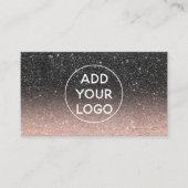 モダンな黒のバラの金ゴールドのグリッターのシックでグラデーションなロゴ 名刺 (正面)