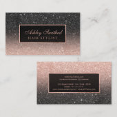 モダンな黒のバラの金ゴールドのグリッターのシックでグラデーションな毛 名刺 (正面/裏面)