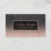モダンな黒のバラの金ゴールドのグリッターのシックでグラデーションな毛 名刺 (正面)