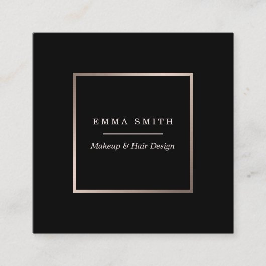 モダンな黒のバラの金ゴールドの最小主義の名刺 スクエア名刺 (正面)