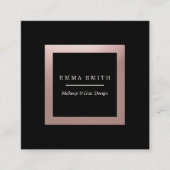 モダンな黒のバラの金ゴールドフレームのプロフェッショナルの正方形 スクエア名刺 (正面)