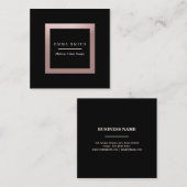 モダンな黒のバラの金ゴールドフレームのプロフェッショナルの正方形 スクエア名刺 (正面/裏面)