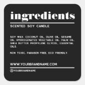 モダンな黒のミニマル製品成分ラベル スクエアシール (正面)