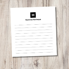 モダンな黒のライン入りおしゃれなモノグラム ノートパッド