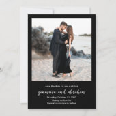 モダンな黒の写真の結婚式 セーブザデート (正面)