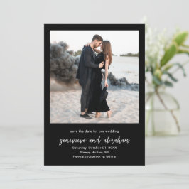 モダンな黒の写真の結婚式 セーブザデート