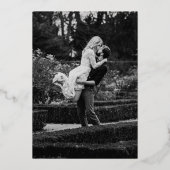 モダンな黒の写真の結婚式 箔招待状 (裏面)