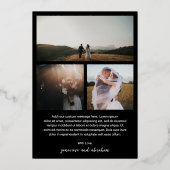 モダンな黒の写真を使った結婚式の御礼カード 箔招待状 (裏面)