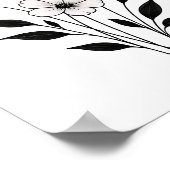 モダンな黒の墨を使ったフラワーモチーフのアート ポスター (角)