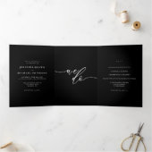 モダンな黒の森の松の結婚式 三つ折りカード (内部)