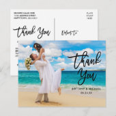 モダンな黒の筆記体 結婚式のお礼メッセージ ポストカード (正面/裏面)