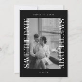 モダンな黒の結婚式の写真 セーブザデート (正面)