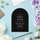モダンな黒の結婚式の招待状 ミニマリスト アーチデザイン アクリル招待状 (インサイチュ (ウェディング))