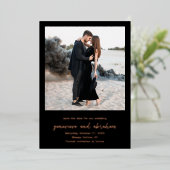 モダンな黒の結婚式フォト ウェディング セーブ・ザ・デート 箔招待状 (立ち正面)