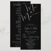 モダンな黒の結婚式プログラム ミスター＆ミセス (正面/裏面)