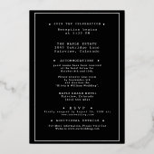モダンな黒の結婚式招待状カード 箔招待状 (裏面)