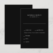 モダンな黒の結婚式RSVP 出欠カード (正面/裏面)
