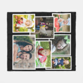 モダンな黒の複数写真コラージュ 7枚の写真 フリースブランケット (正面(横))