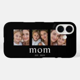 モダンな黒の3枚の写真 ママになった記念 iPhone 16ケース