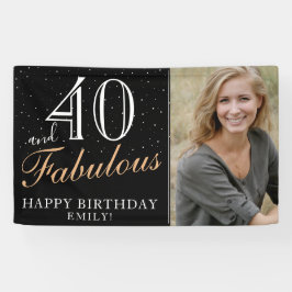 モダンな黒の40歳の誕生日フォト 横断幕