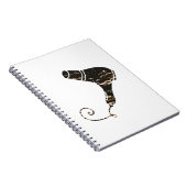 モダンな黒及び金ゴールドのヘアードライヤーの芸術 ノートブック (右側)