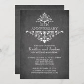 モダンな黒板に飾る華やかなアニバーサリーパーティー 招待状 (正面/裏面)