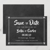 モダンな黒板のキューピッドがSave the Date 招待状 (正面/裏面)