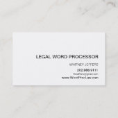 モダンな黒板のシルエットの法的ワードプロセッサ 名刺 (裏面)
