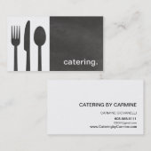 モダンな黒板のシルエットの食料調達の白か灰色 名刺 (正面/裏面)