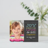 モダンな黒板の喜び%PIPE%の写真の休日の郵便はがき シーズンポストカード (スタンド正面)