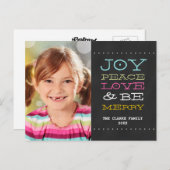 モダンな黒板の喜び%PIPE%の写真の休日の郵便はがき シーズンポストカード (正面/裏面)